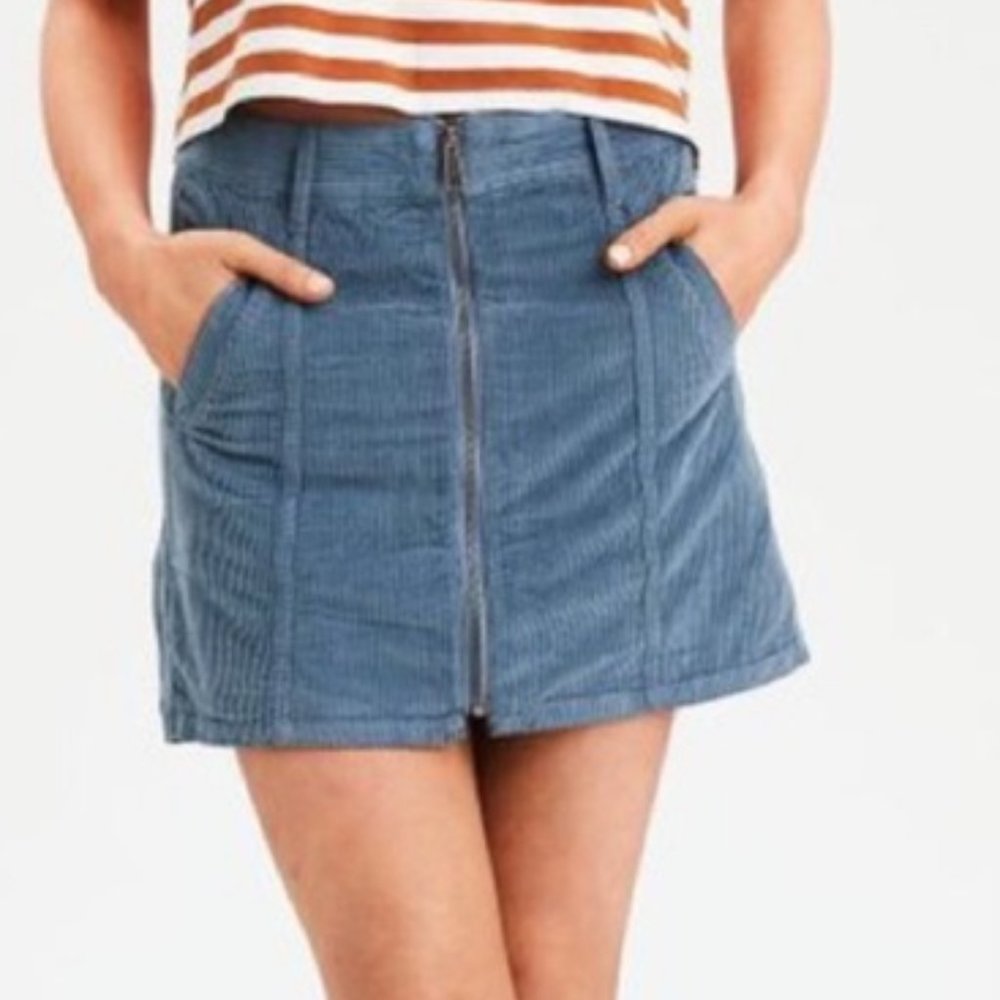 AEO Corduroy A-Line Zip Skirt